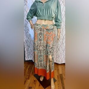 ANTHROPOLOGIE Vanessa Virginia Silk Beautifully Boho Maxi Skirt- SM, like new